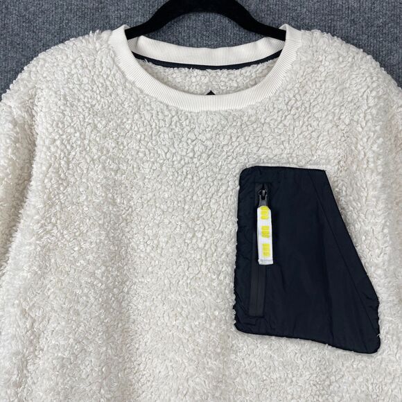 UGG Women's Niko Sherpa Sweatshirt Medium Cream Black Cozy Pullover Crewneck - Picture 4 of 12